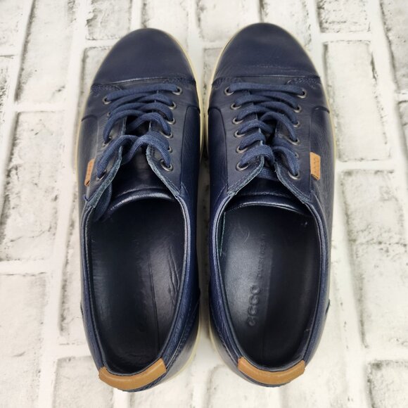 Ecco Soft 7 Men's Size 11 EU 45 Navy Blue Leather Fashion Casual Classic Shoe - Picture 6 of 10